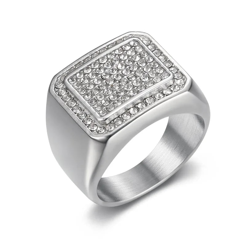 Square Zircon Titanium Ring