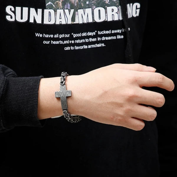 Titanium Cross Chain Bracelet