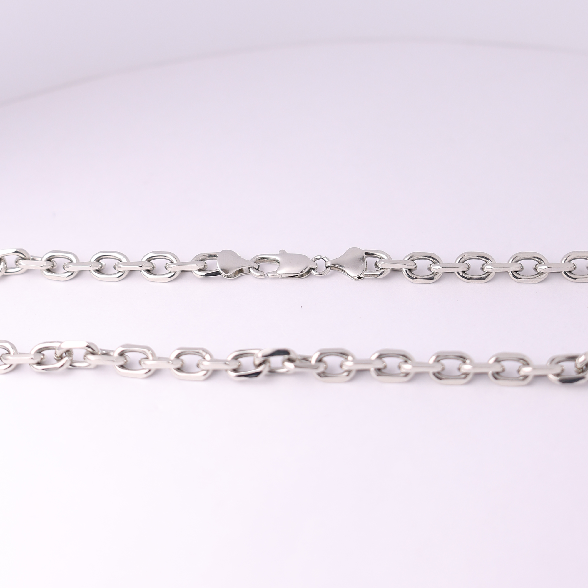 Oval Anchor Chain (18K White Gold Rhodium Plating) - 7 MM