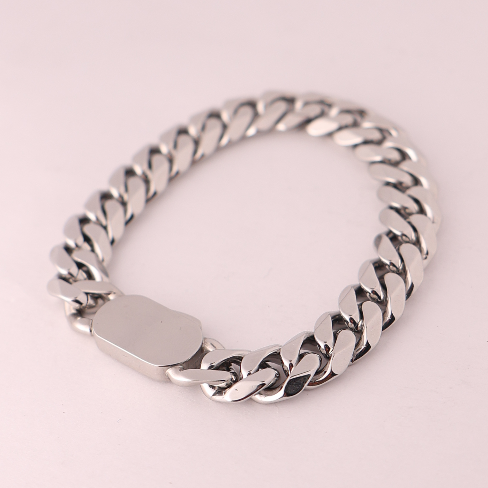CUBAN BRACELET (18K WHITE GOLD RODIUM PLATING)  12MM