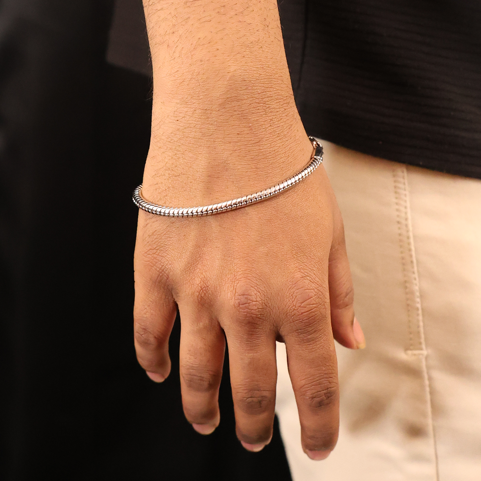 Round Cuban Bracelet (18K White Gold Rhodium Plating) - 4.5 MM