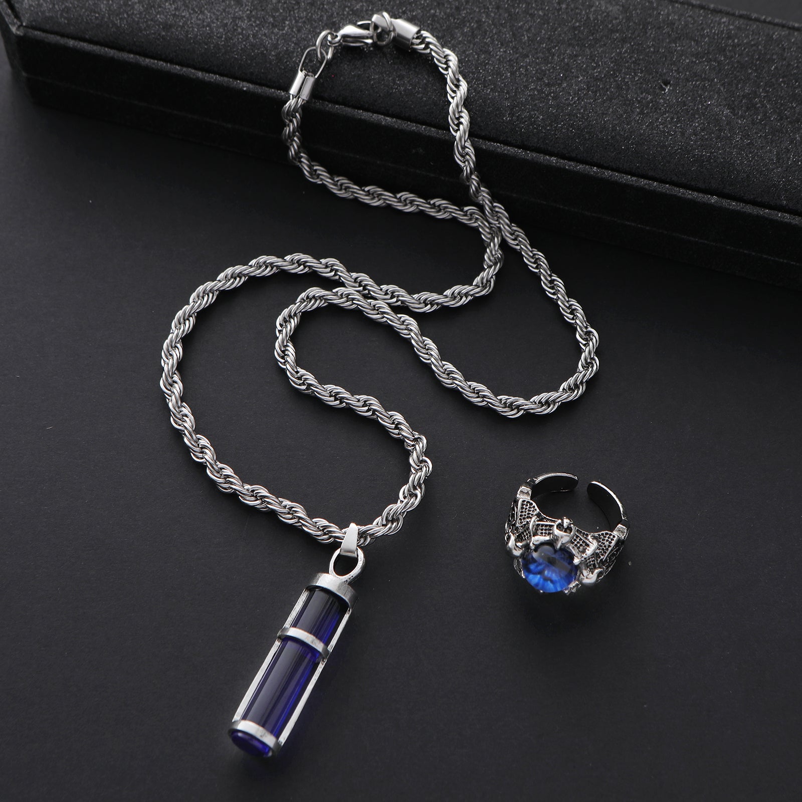 Blue Blaze Pendant & Ring Set