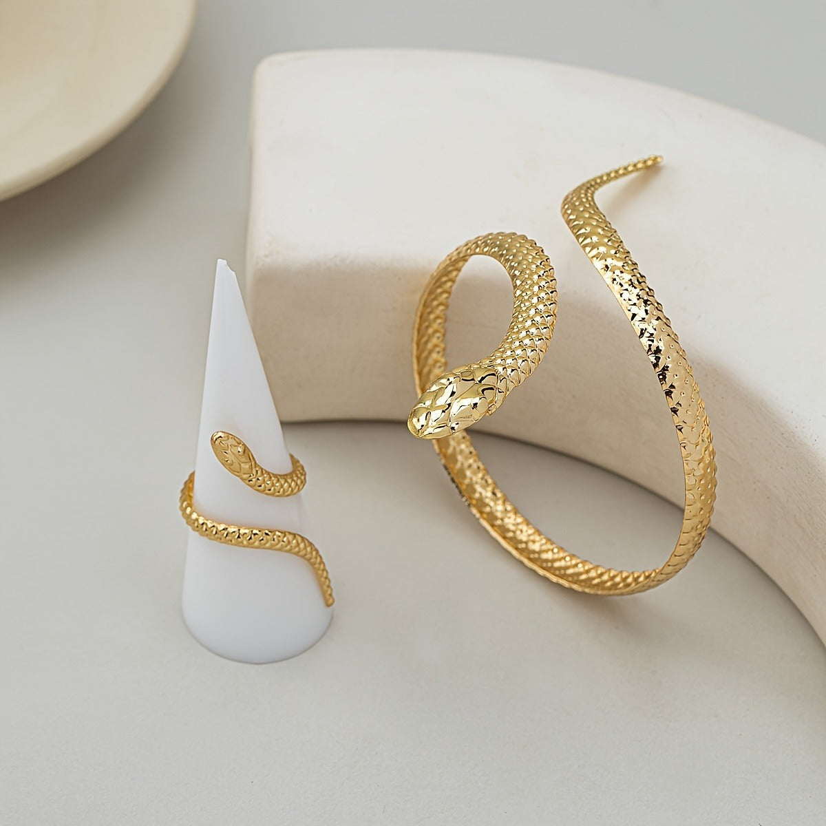 Sleek SNAKE RING & BRACELET SET
