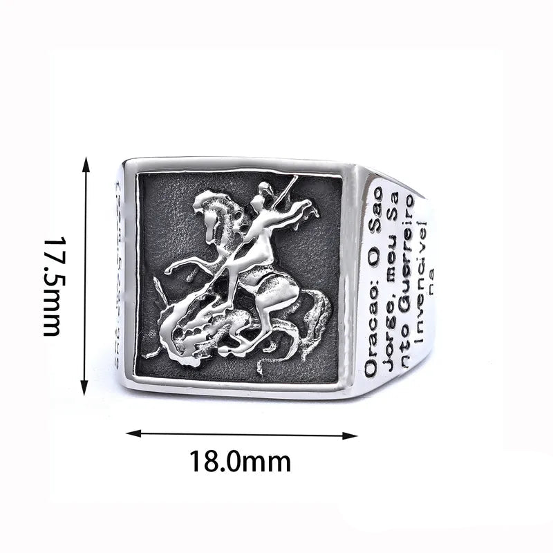 Men's St George Square Ring – 18k Gold Plated