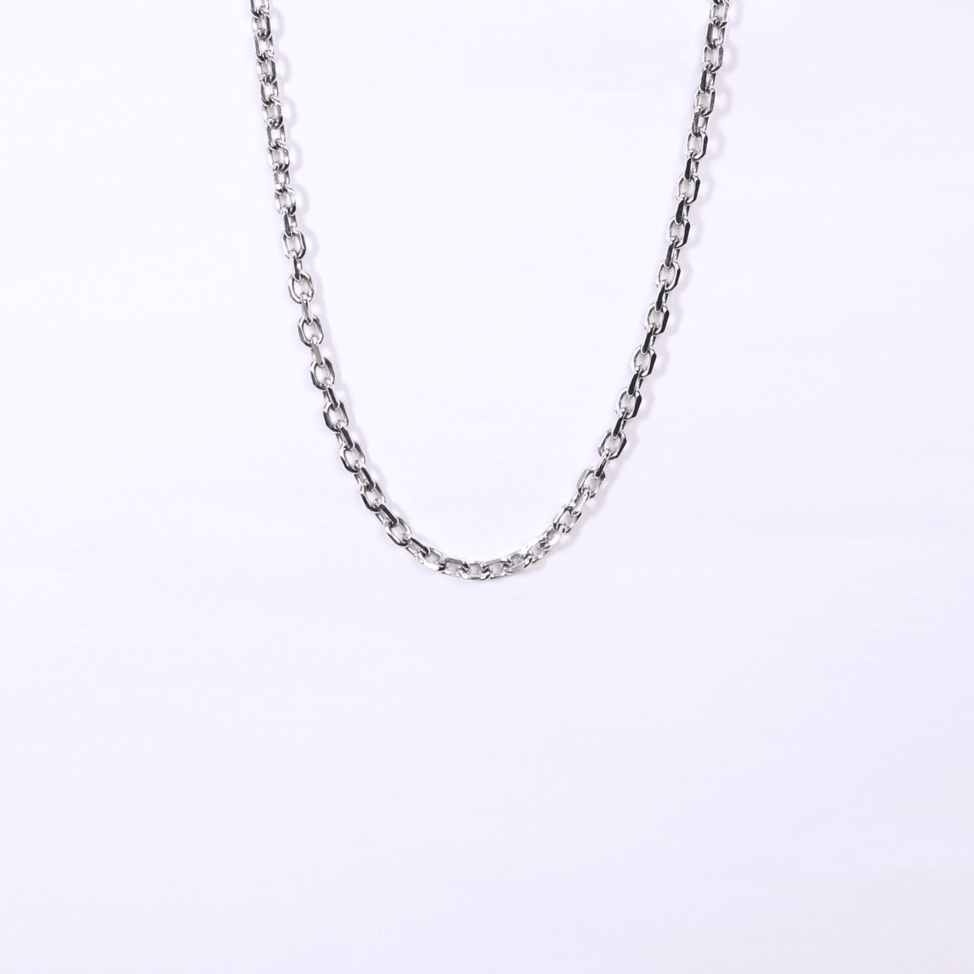 Oval Anchor Chain (18K White Gold Rhodium Plating) - 7 MM