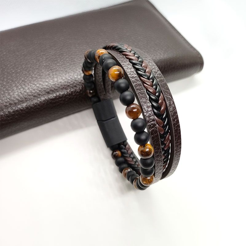 Classic Leather Bracelet With Bead
