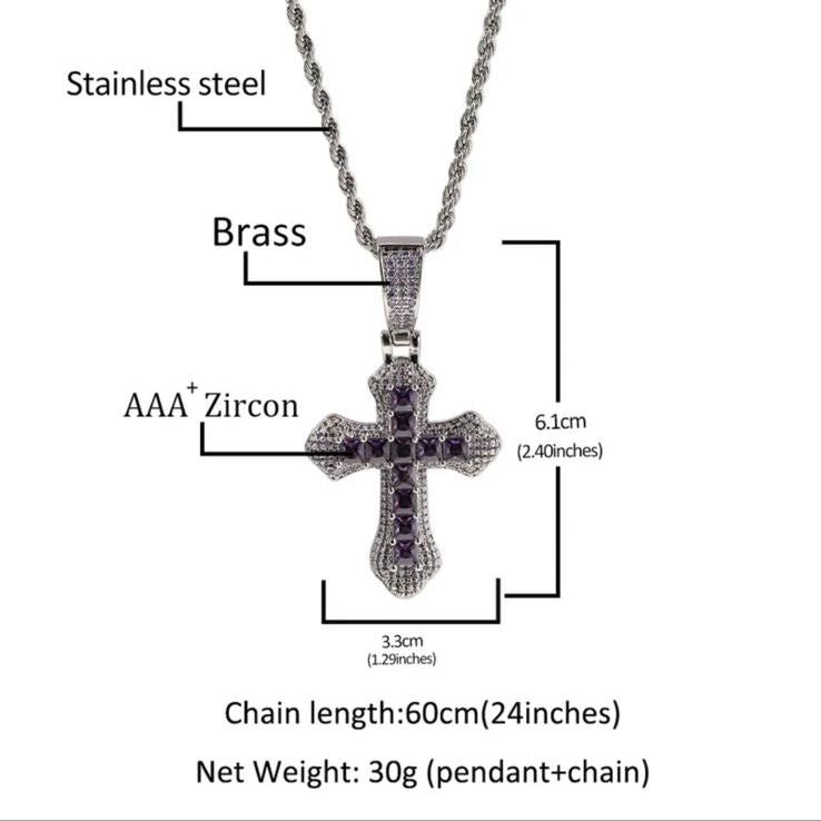 Luxury Diamond Cross (Pendant + Chain) - Zirconia