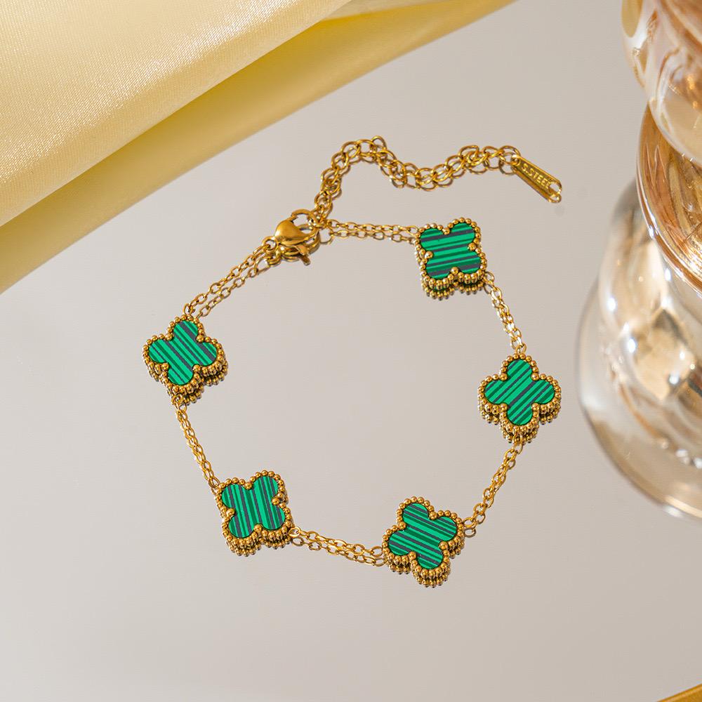 Gold Clover Charm Bracelet (18K Gold Plated)