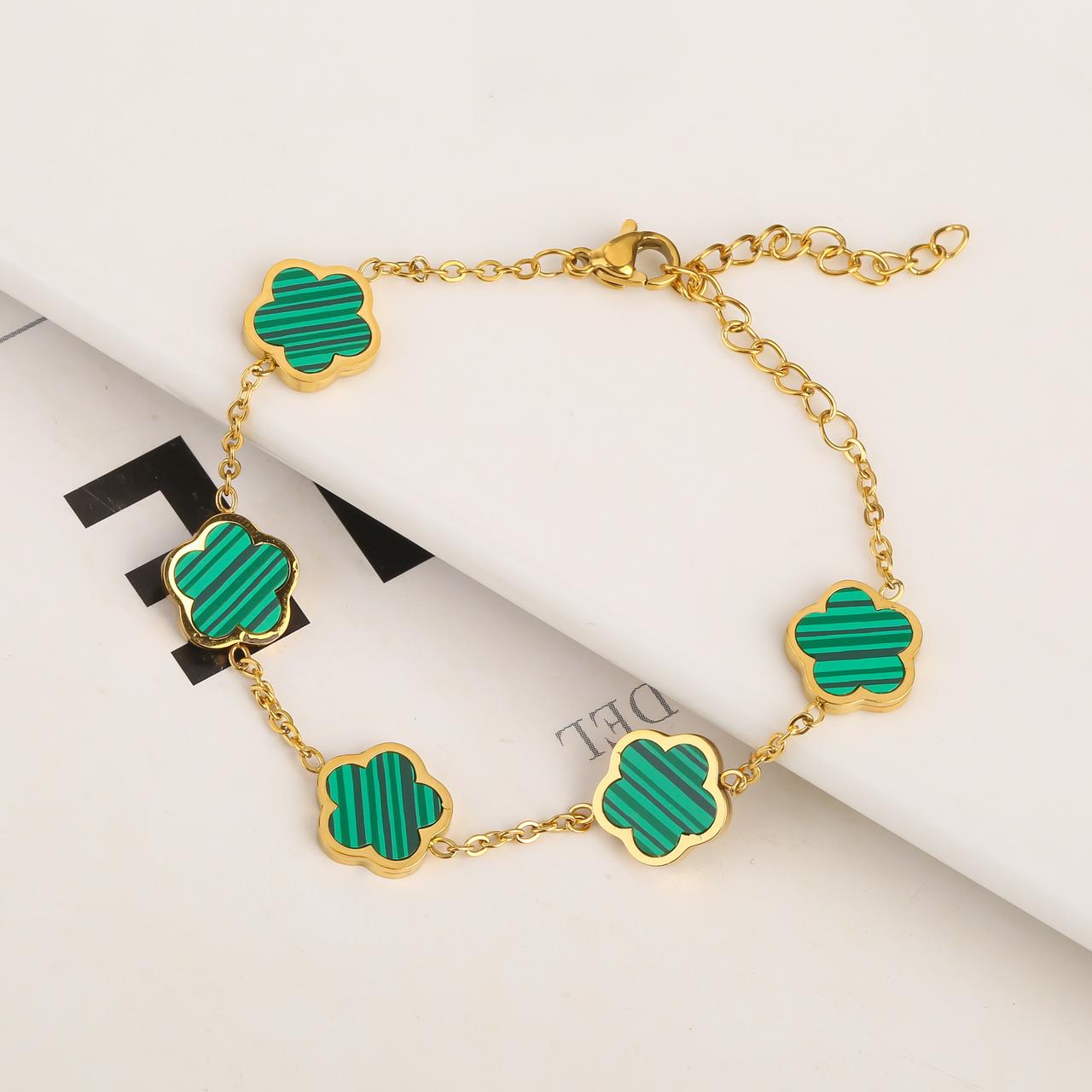 Gold Clover Charm Bracelet (18K Gold Plated)