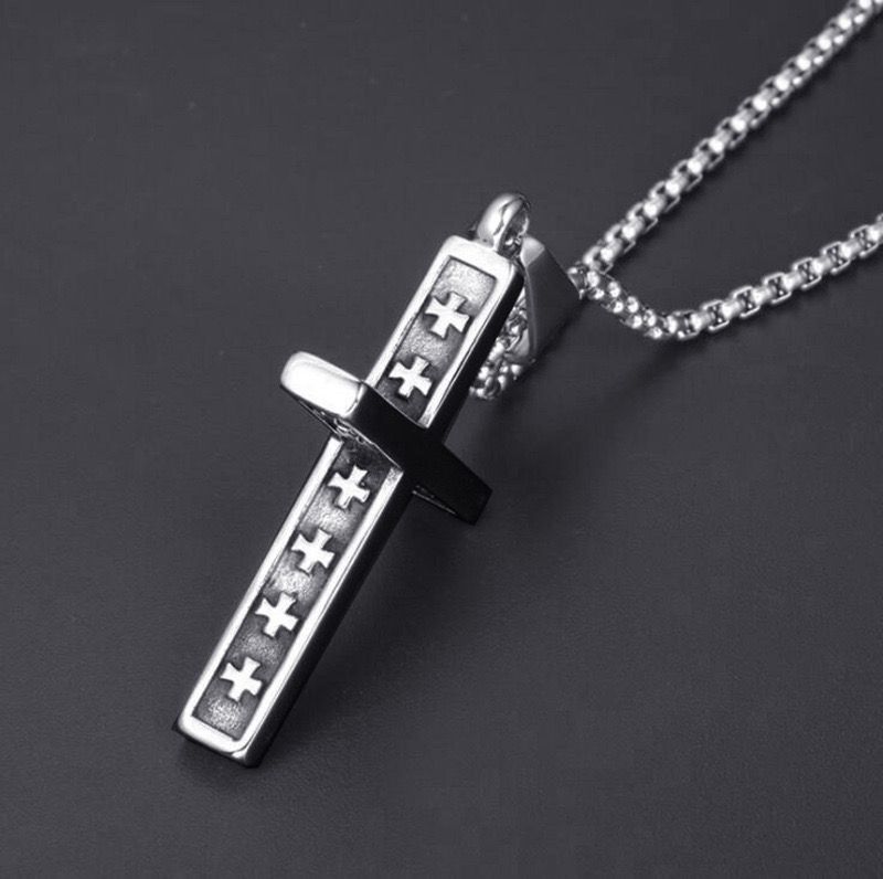 Titanium CROSS ON CROSS (PENDANT + CHAIN)