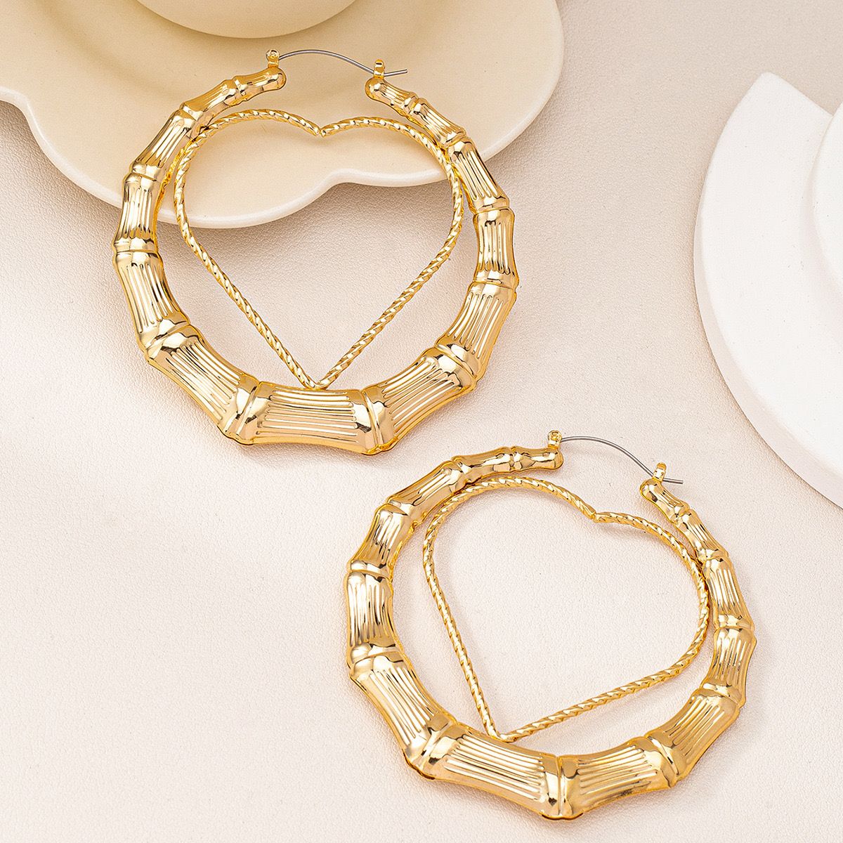 Bold Round Heart Earrings