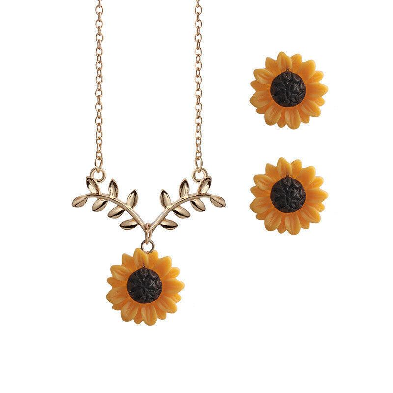 Sunflower Pendant Earring Set