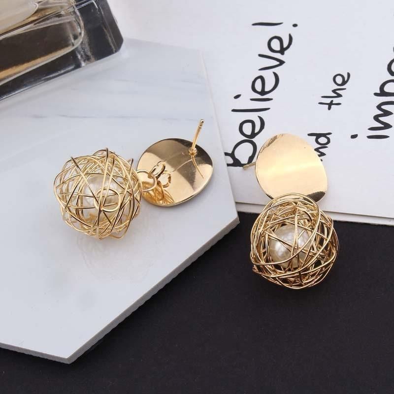 Pearl Cage Drop Earrings
