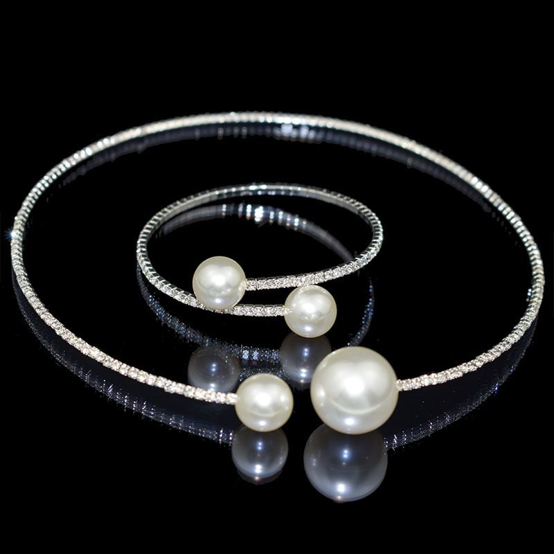Tennis Pearl Set - Necklace and Bracelet