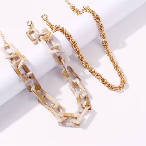 Double layer marble necklace