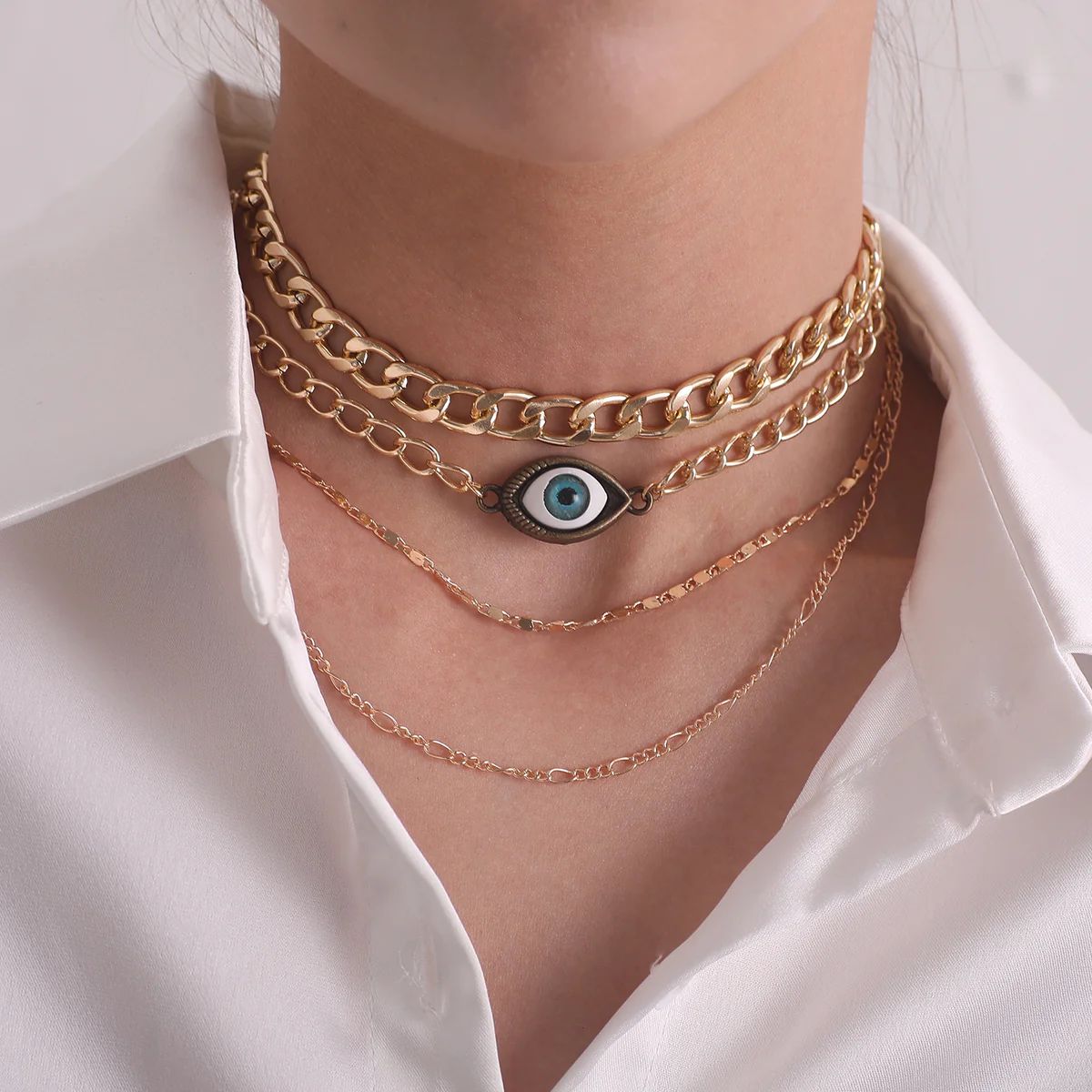 Four Layered Evil Eye Necklace