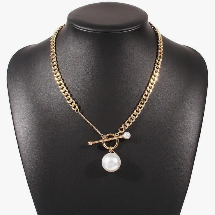 Pearl drop chain necklace