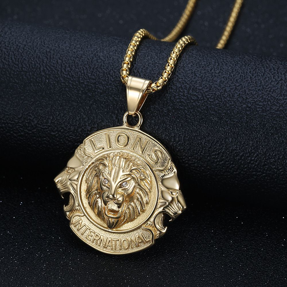 Titanium Global Lions Pendant (18k Gold Plating)