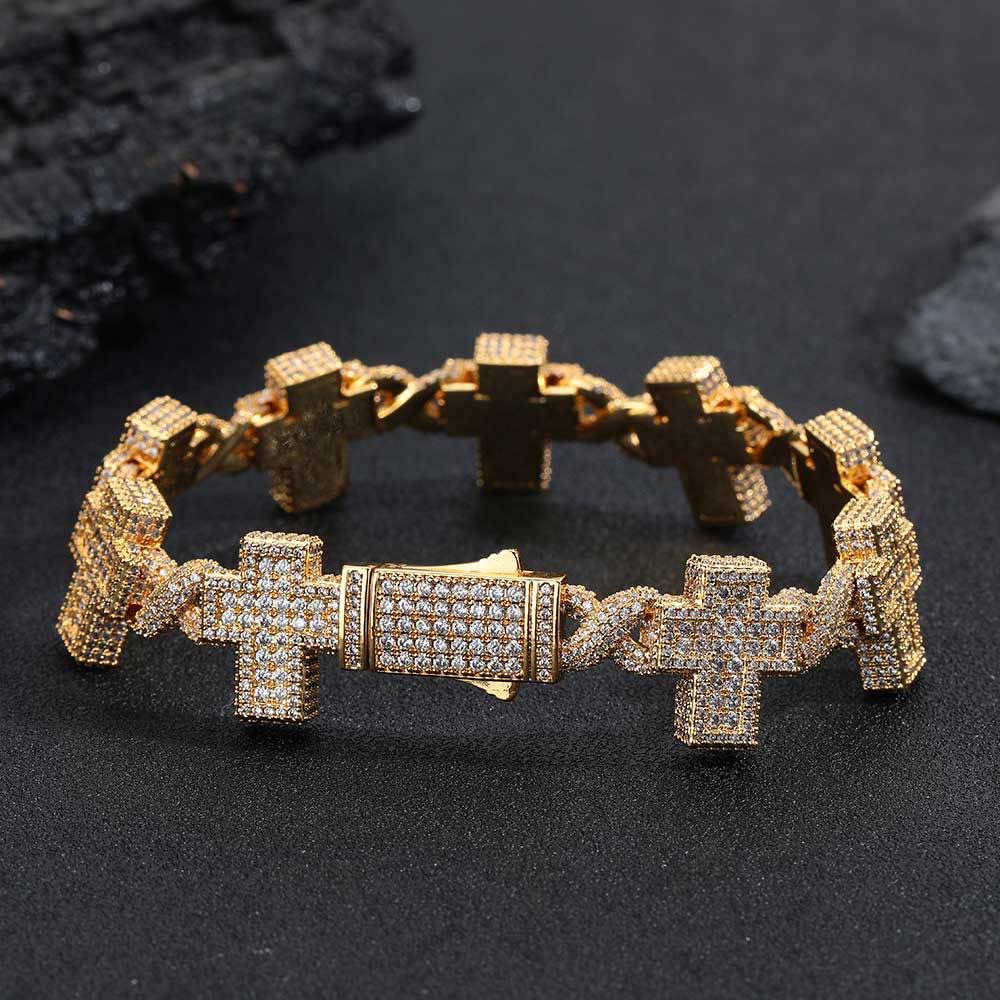 Iced-Out Men’s Bracelet - 18k Gold Plated
