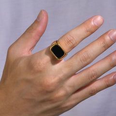 Agate Exclusive Mens's Ring (18K Gold Plated)