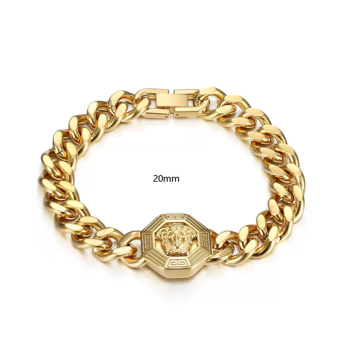 Medusa Cuban Men’s Bracelet - Titanium (18k gold Plated)