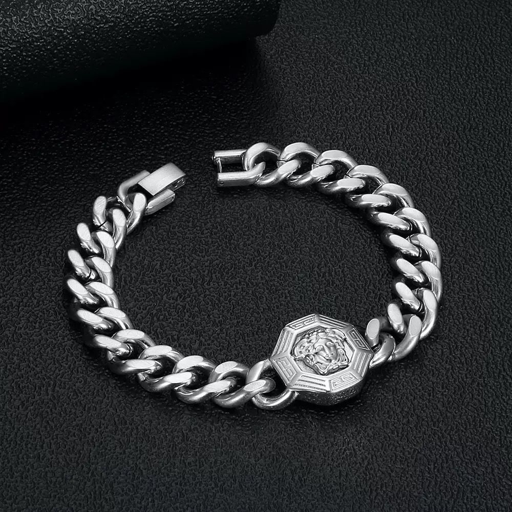 Medusa Cuban Men’s Bracelet - Titanium (18k gold Plated)
