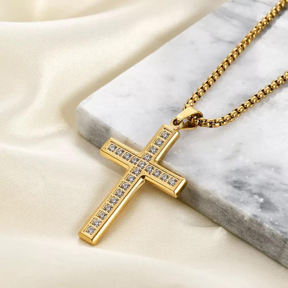 Studs Cross ( Chain + Pendant) - 18K Gold Plated