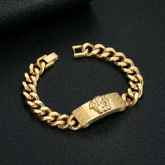 Medusa Cuban Men’s Bracelet - Titanium (18k gold Plating)