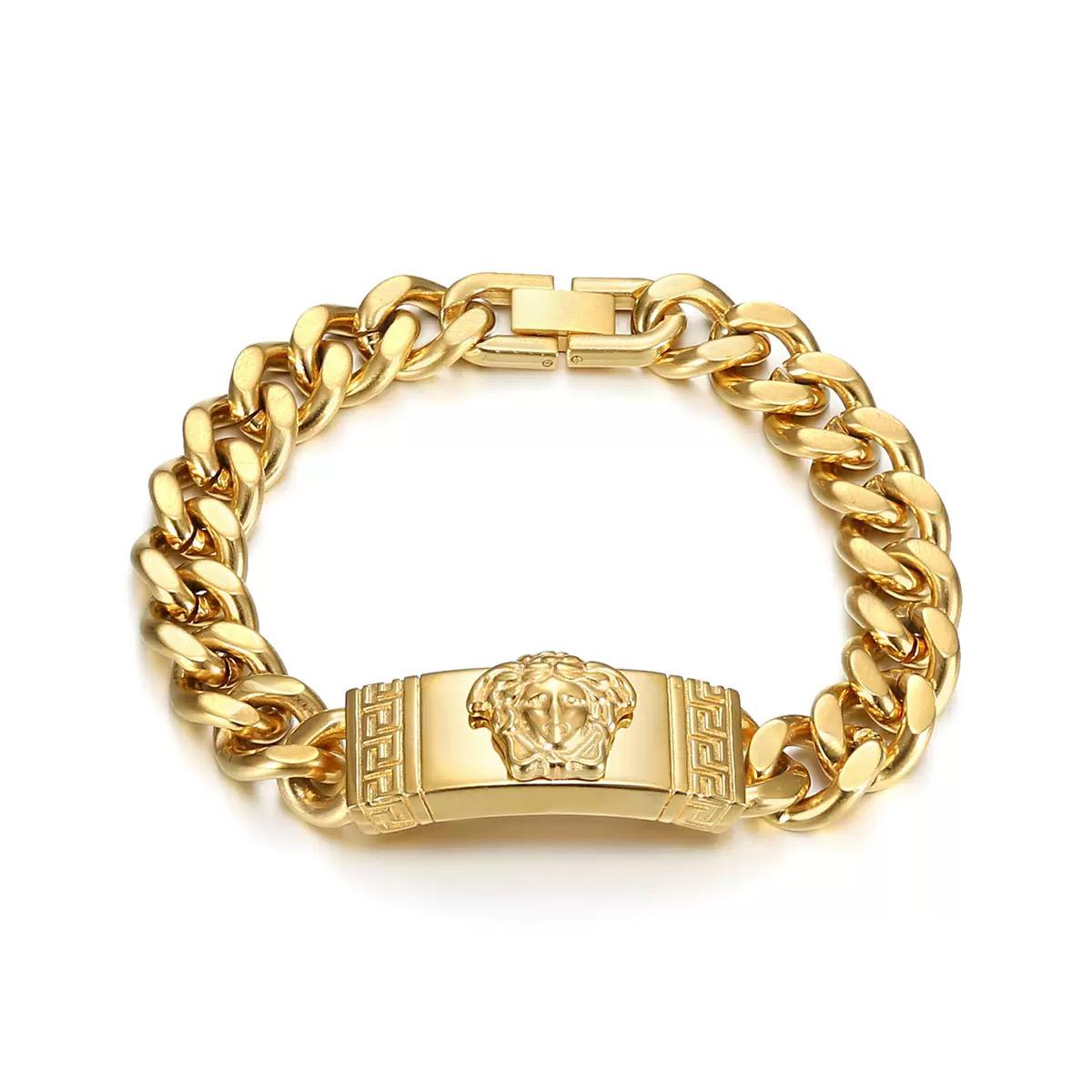 Medusa Cuban Men’s Bracelet - Titanium (18k gold Plating)