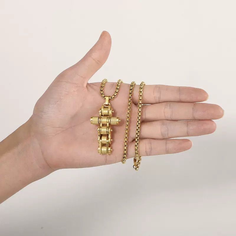 Cross ( Chain + Pendant) - Titanium - 18K Gold Plating