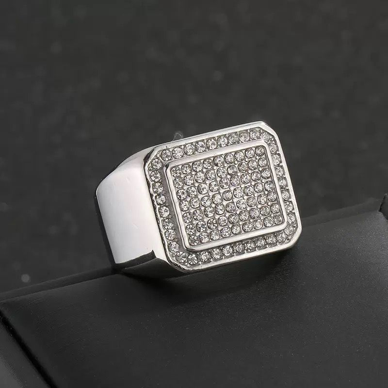 Square Zircon Titanium Ring