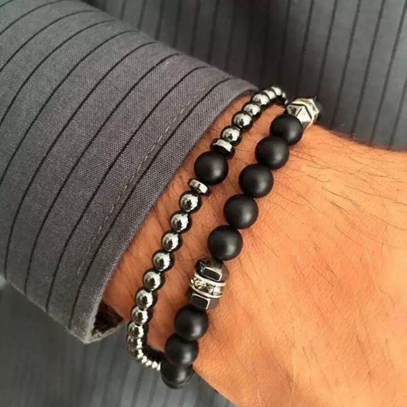 Premium Beaded Men’s Dual Bracelet