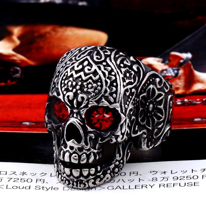 Diamond Eyed Skull Ring