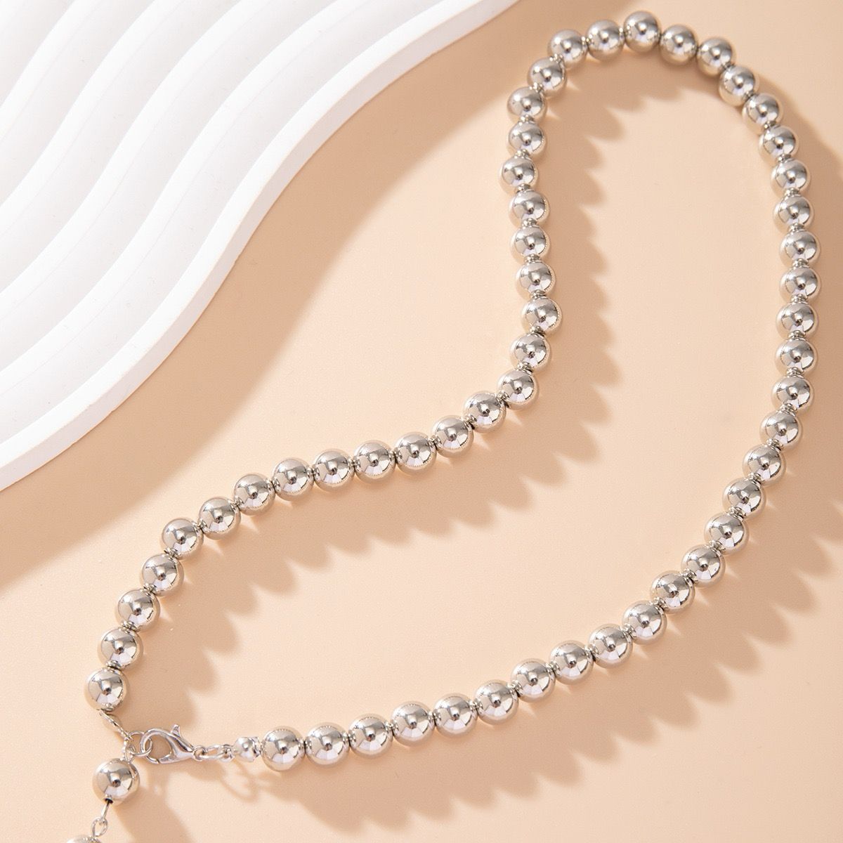 Silver Beaded Stylish Necklace