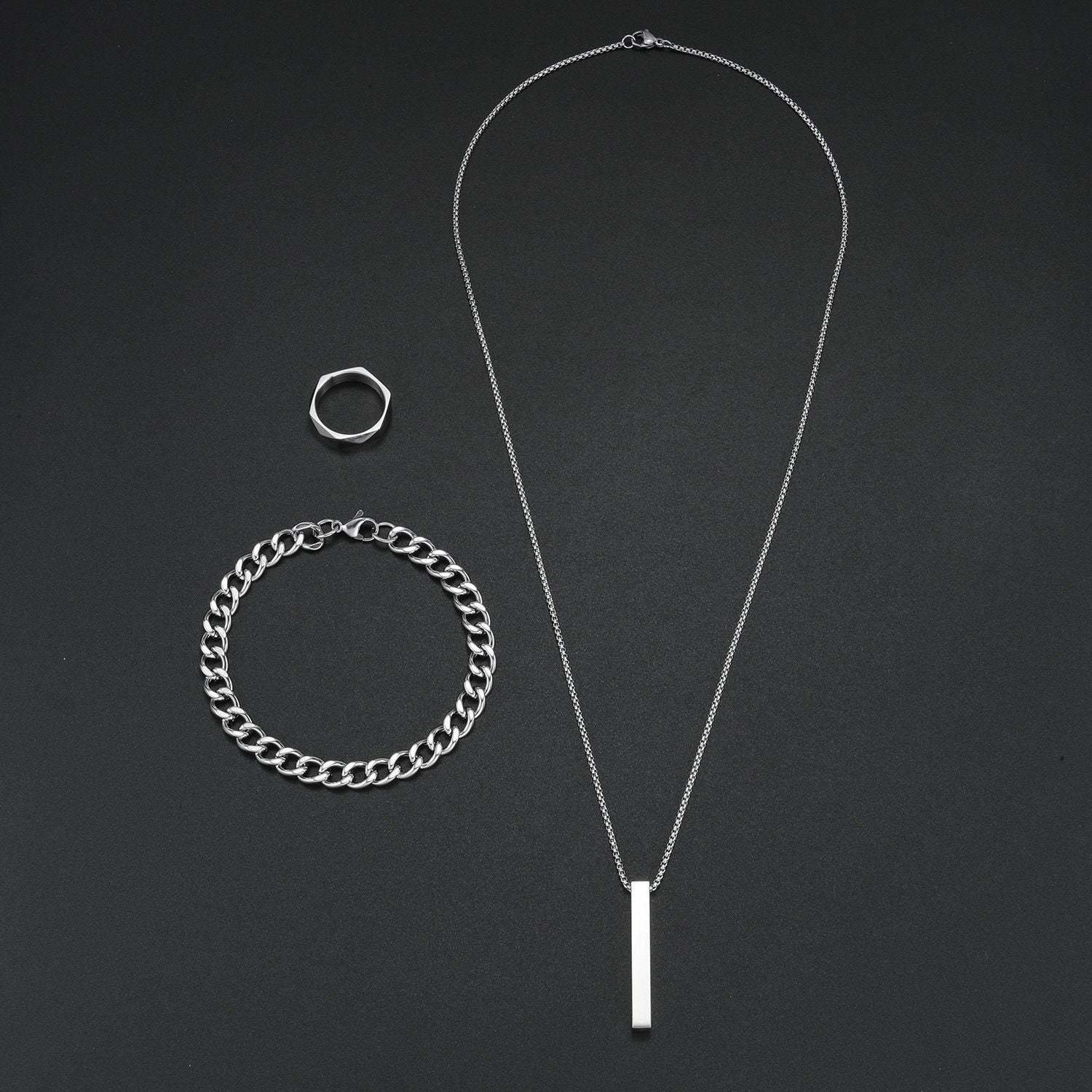 Men’s Ring Pendant Bracelet Set