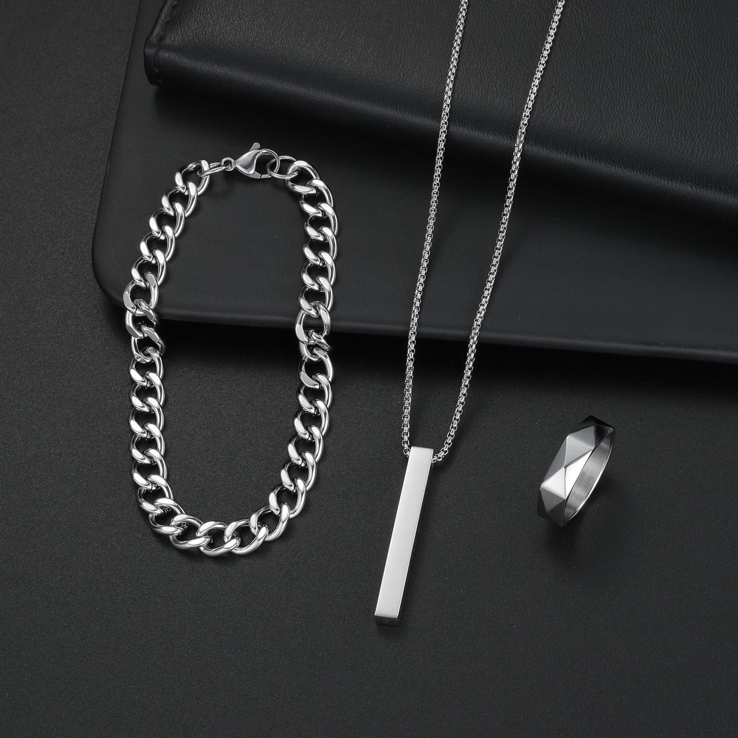 Men’s Ring Pendant Bracelet Set