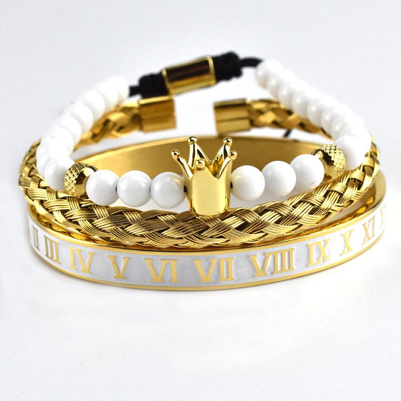 Roman White Crown BRACELET - Set of 3