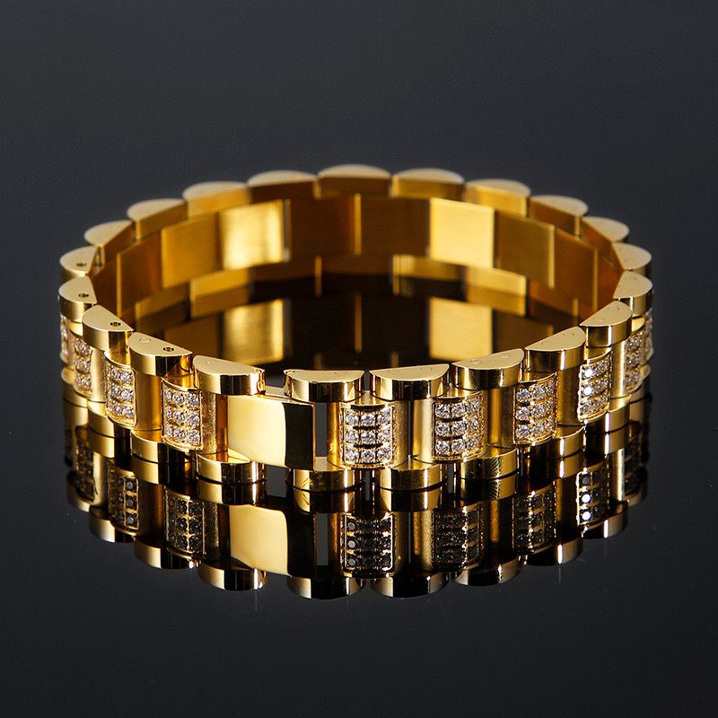 Titanium Premium Men's Bracelet - 18K White Gold Plating
