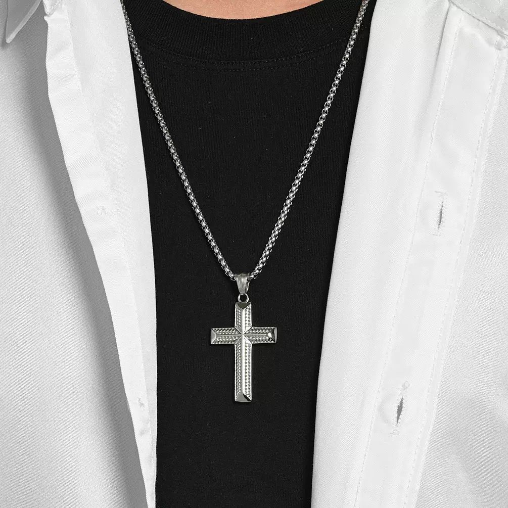 Black Cross Pendant + Chain
