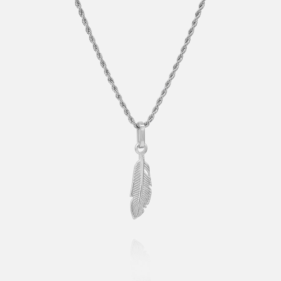 FEATHER (SILVER) PENDANT+CHAIN