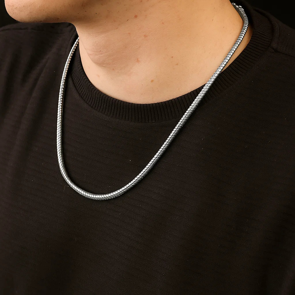 Round Cuban Chain (18K White Gold Rhodium Plating) - 4.5 MM