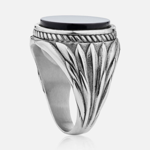 WREATH ONYX RING (SILVER)