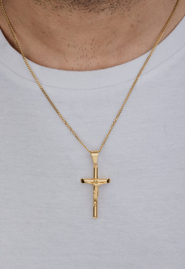 CRUCIFIX (GOLD) Pendant+ Chain