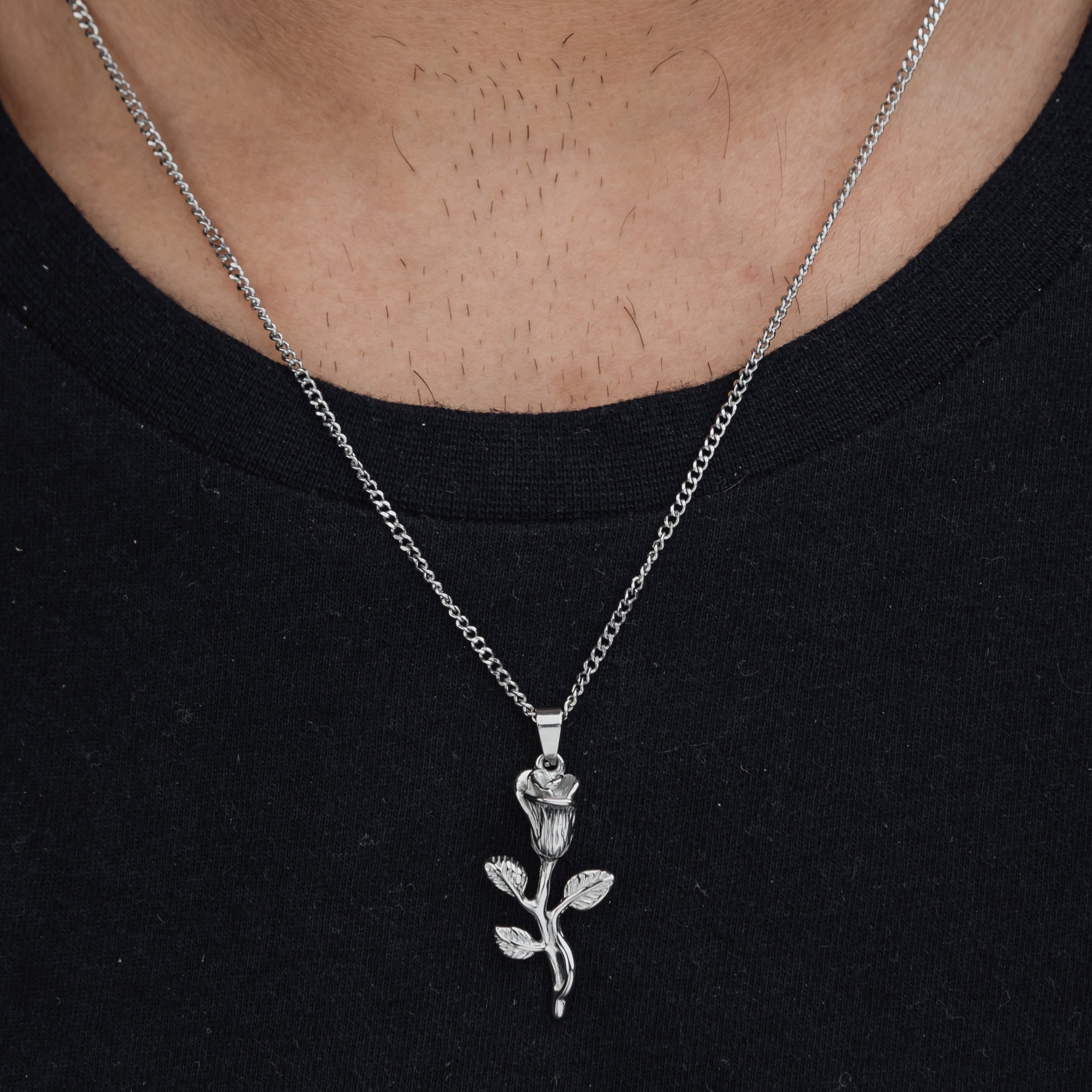 Rose silver pendant sales