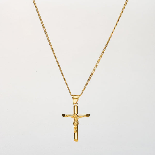 CRUCIFIX (GOLD) Pendant+ Chain
