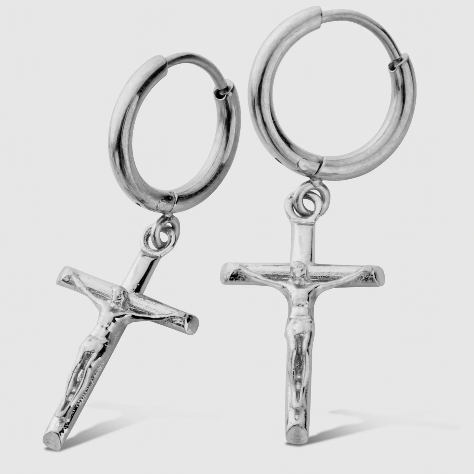 CRUCIFIX EARRINGS in Silver Shade (a pair)