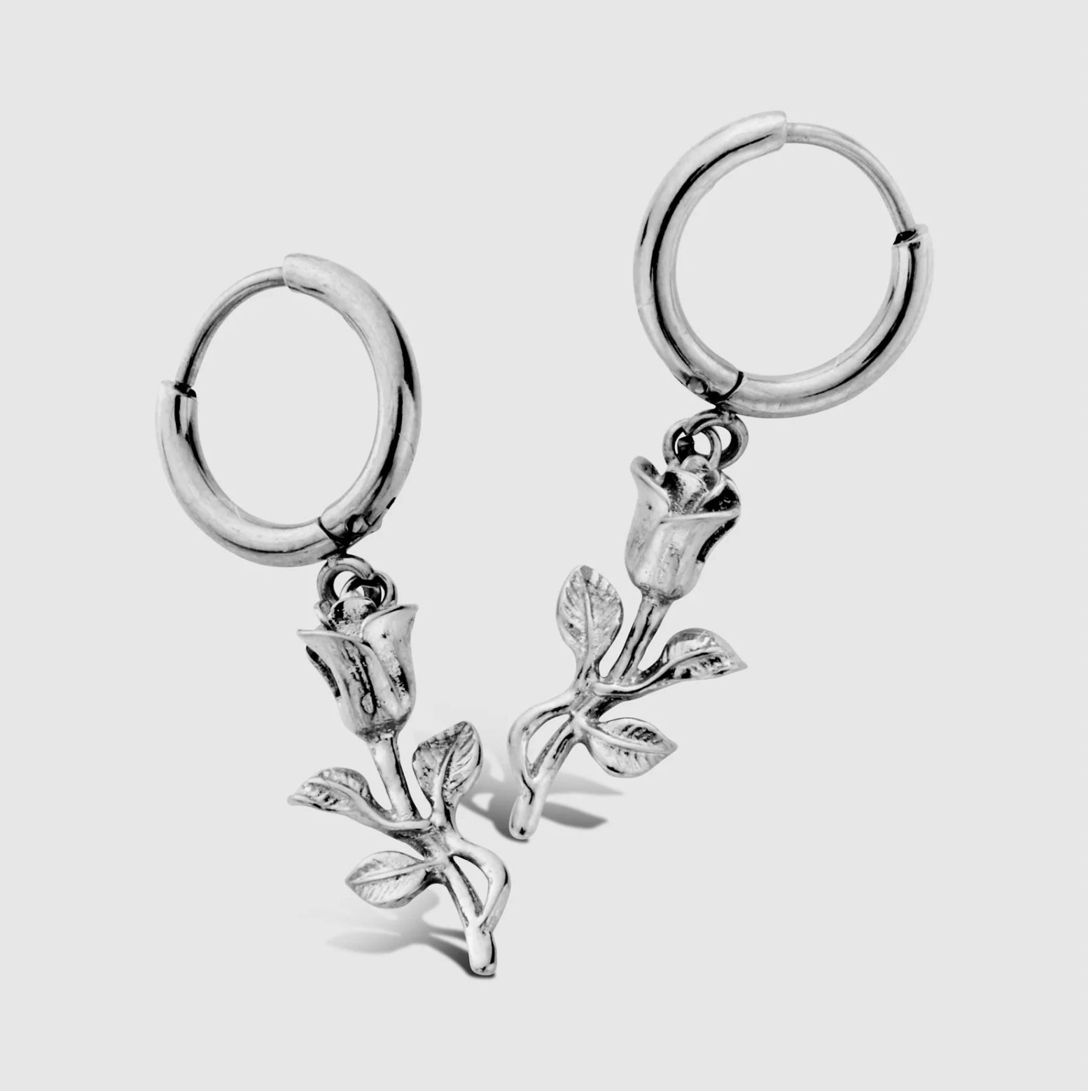 ROSE EARRINGS in a Silver Shade (a pair)