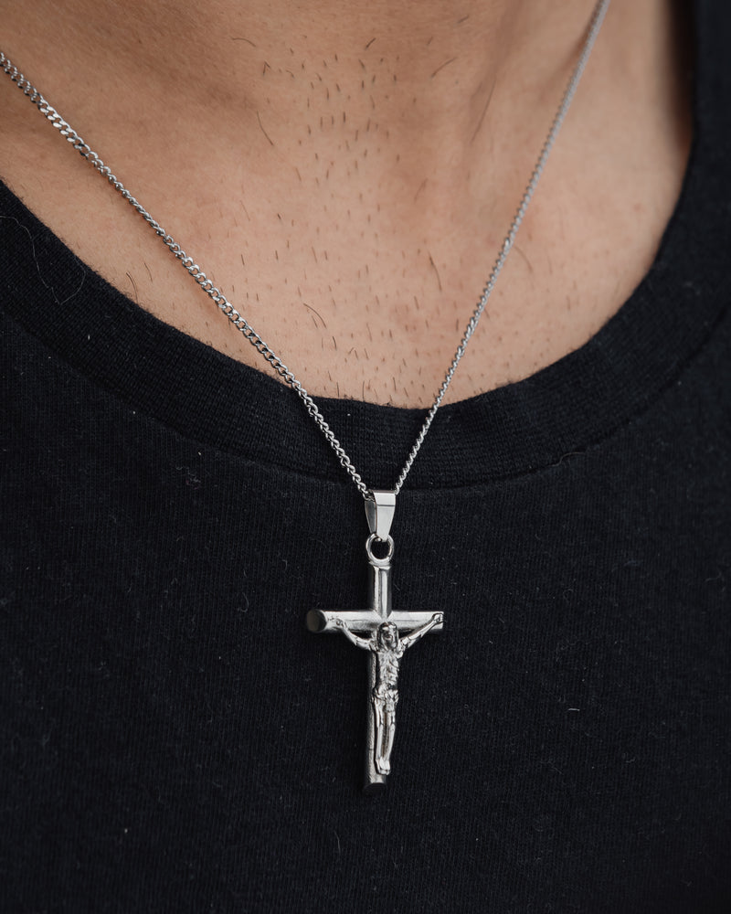 CRUCIFIX (SILVER) Pendant+ Chain