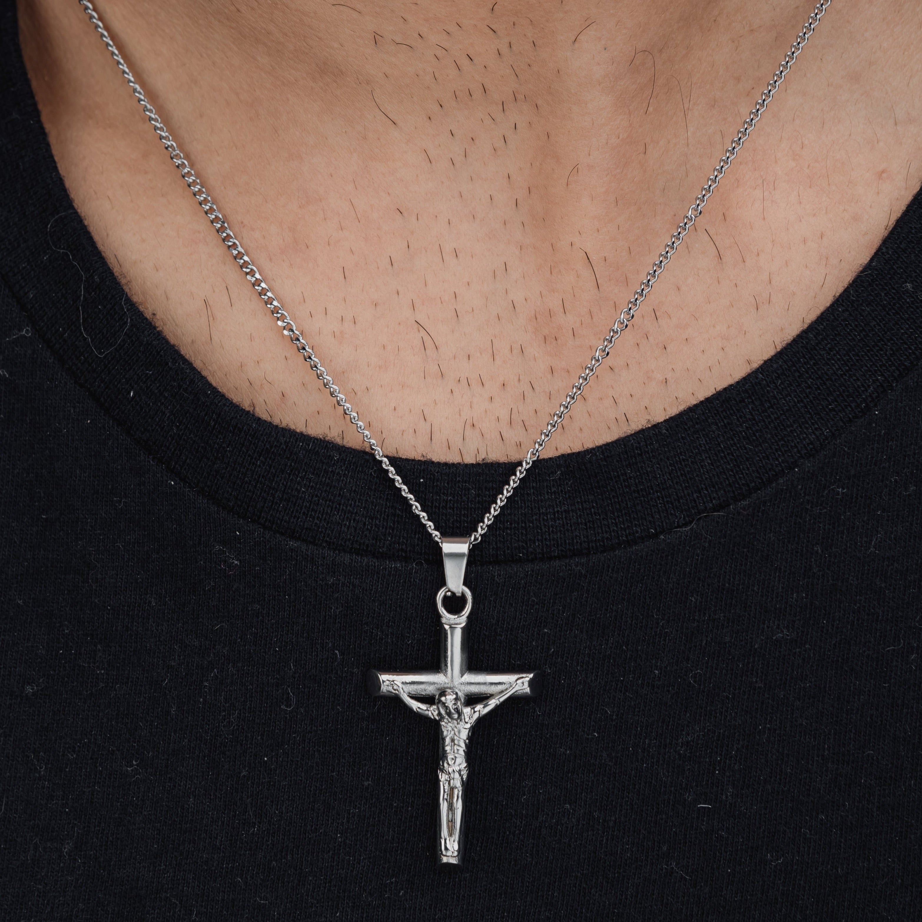 CRUCIFIX (SILVER) Pendant+ Chain
